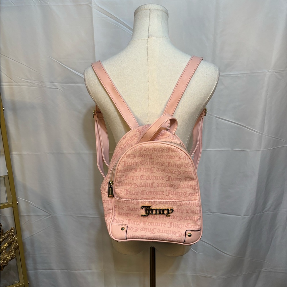 Juicy Couture Pink Monogram Mini Backpack Y2K Logo Gold Hardware